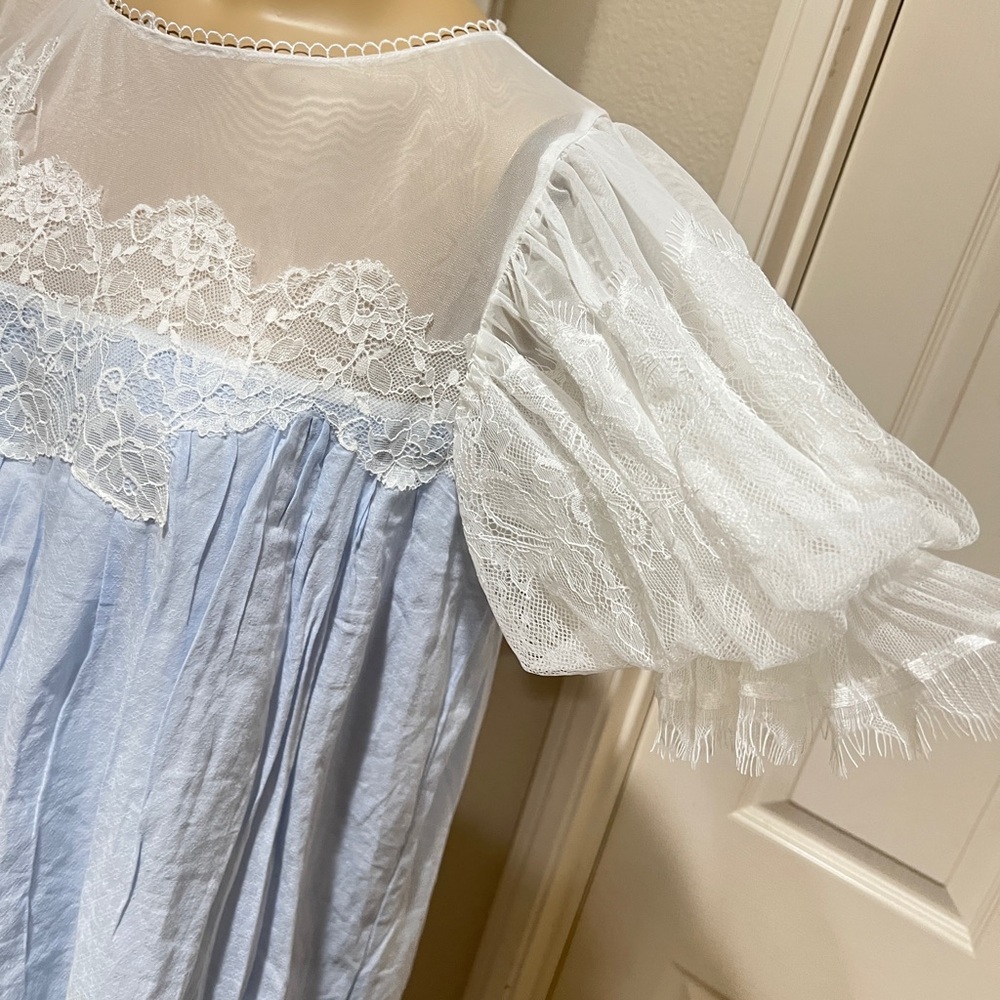 Power Blue cottagecore fairycore Cotton Dress Nightgown traditional wife Medium - Picture 3 of 10